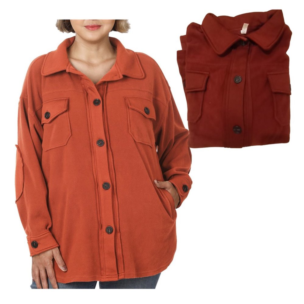#334 PLUS FLEECE SHACKET - Picture 2 of 15